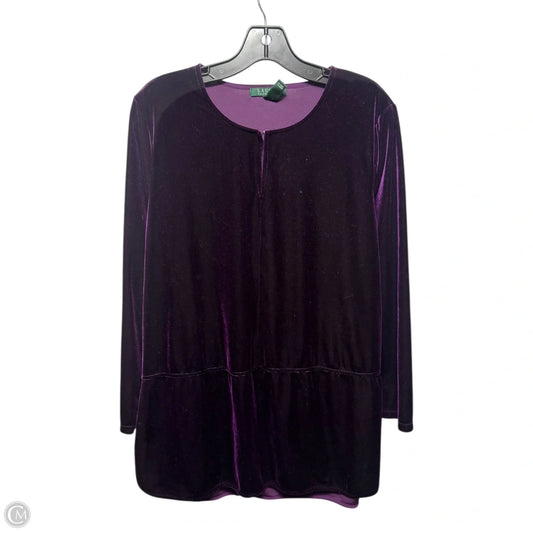 Velvet Top Long Sleeve By Lauren By Ralph Lauren In Purple, Size: Xl