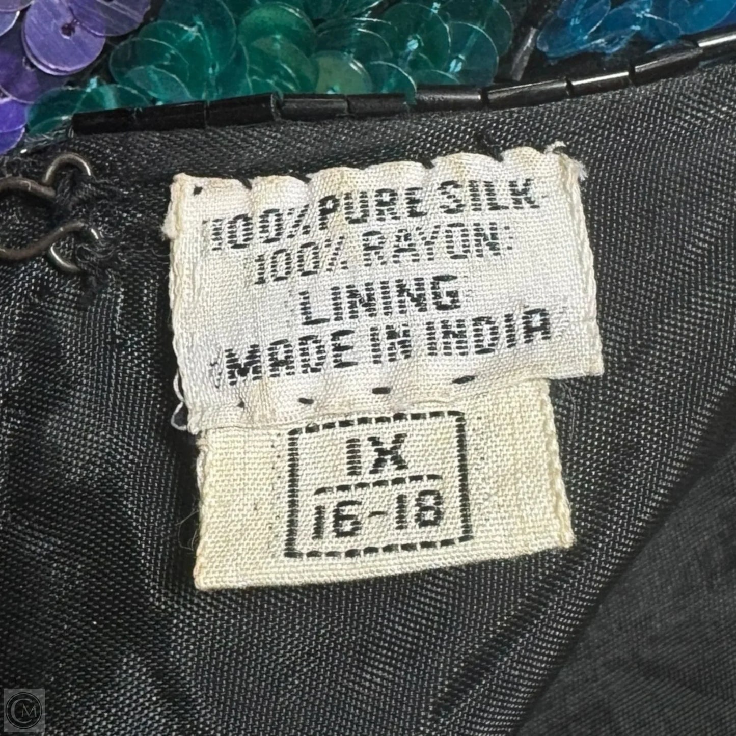 Sequin Silk Top Long Sleeve By Judith Ann Plus In Multi-colored, Size: 1X/ 16-18