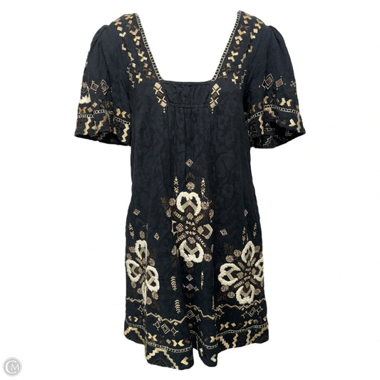 Embroidered Dress Casual Short By Anthropologie In Black & Cream, Size: S