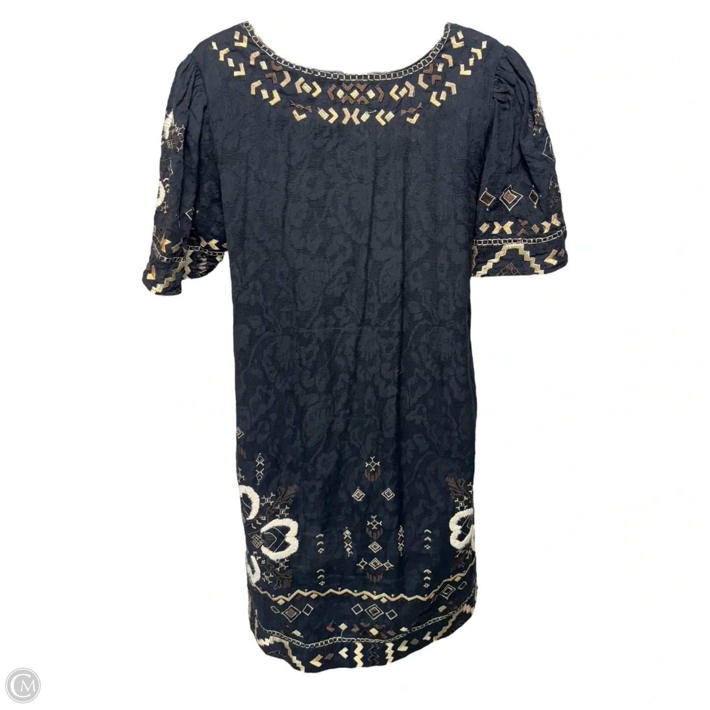 Embroidered Dress Casual Short By Anthropologie In Black & Cream, Size: S