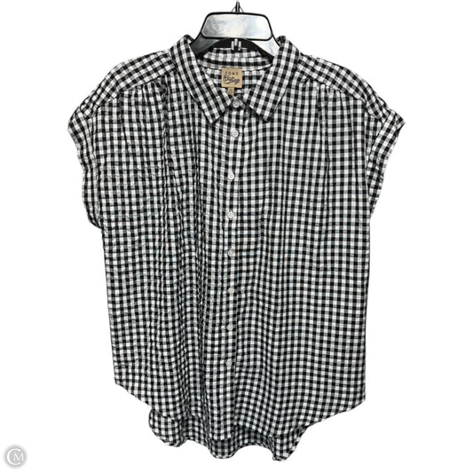 Top Short Sleeve By Como Vintage In Plaid Pattern, Size: Xl