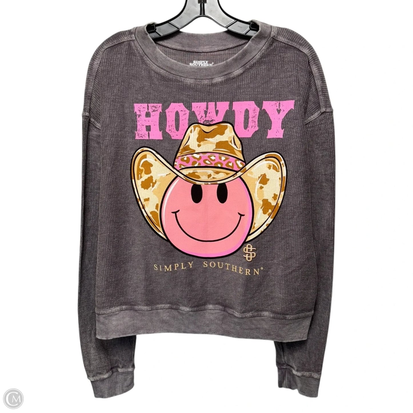 Sweatshirt Crewneck By Simply Southern In Grey, Size: L