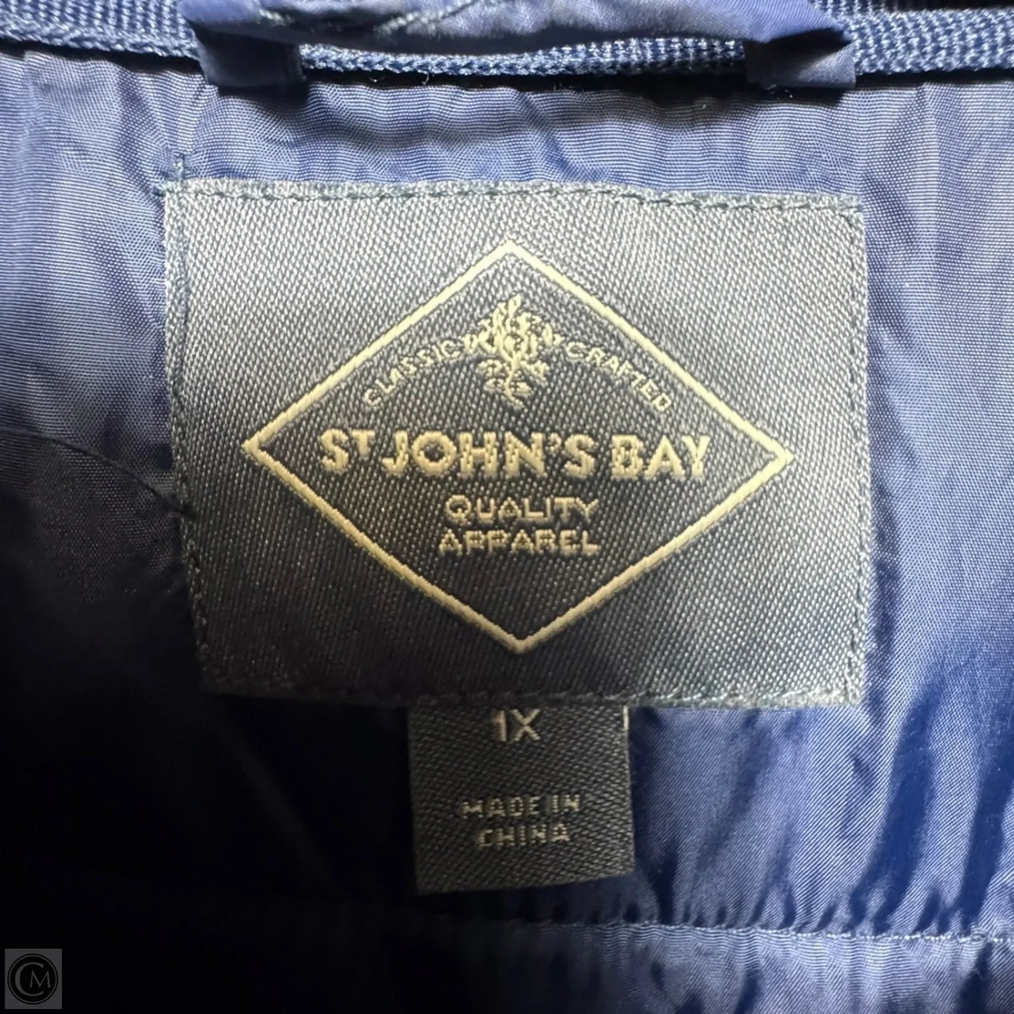 Hooded Midweight Puffer Jacket By St Johns Bay In American Navy, Size: 1X