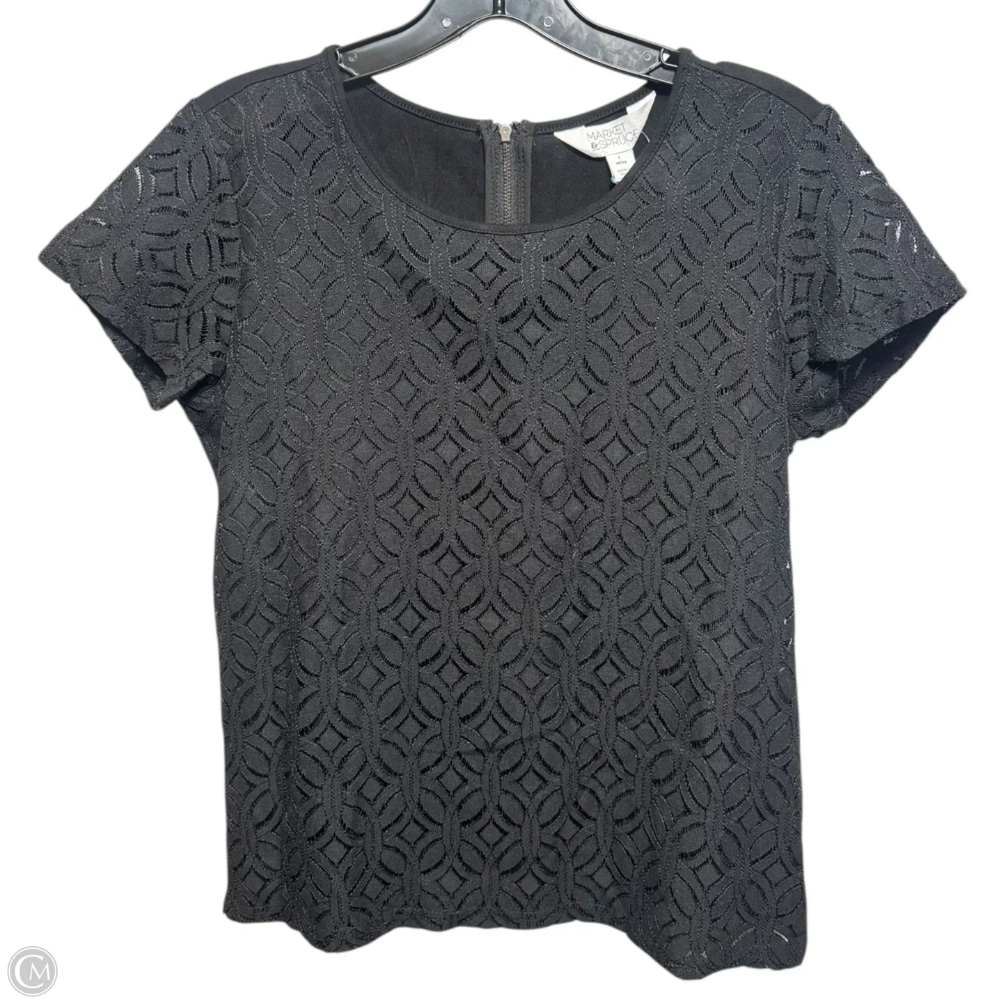 Hans Crochet Front Top Short Sleeve By Market & Spruce In Black, Size: S