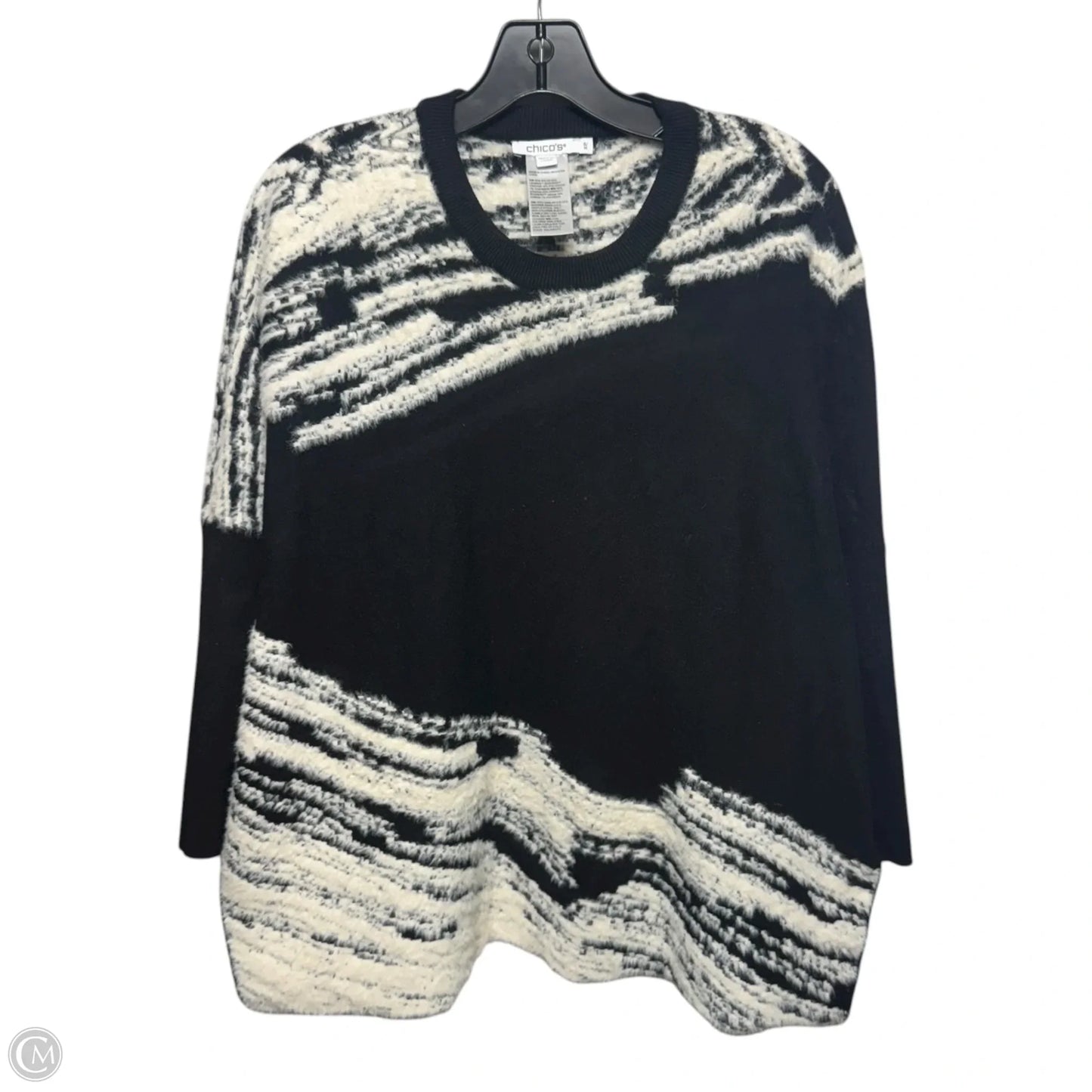 Sweater By Chicos In Black & White, Size: S/M
