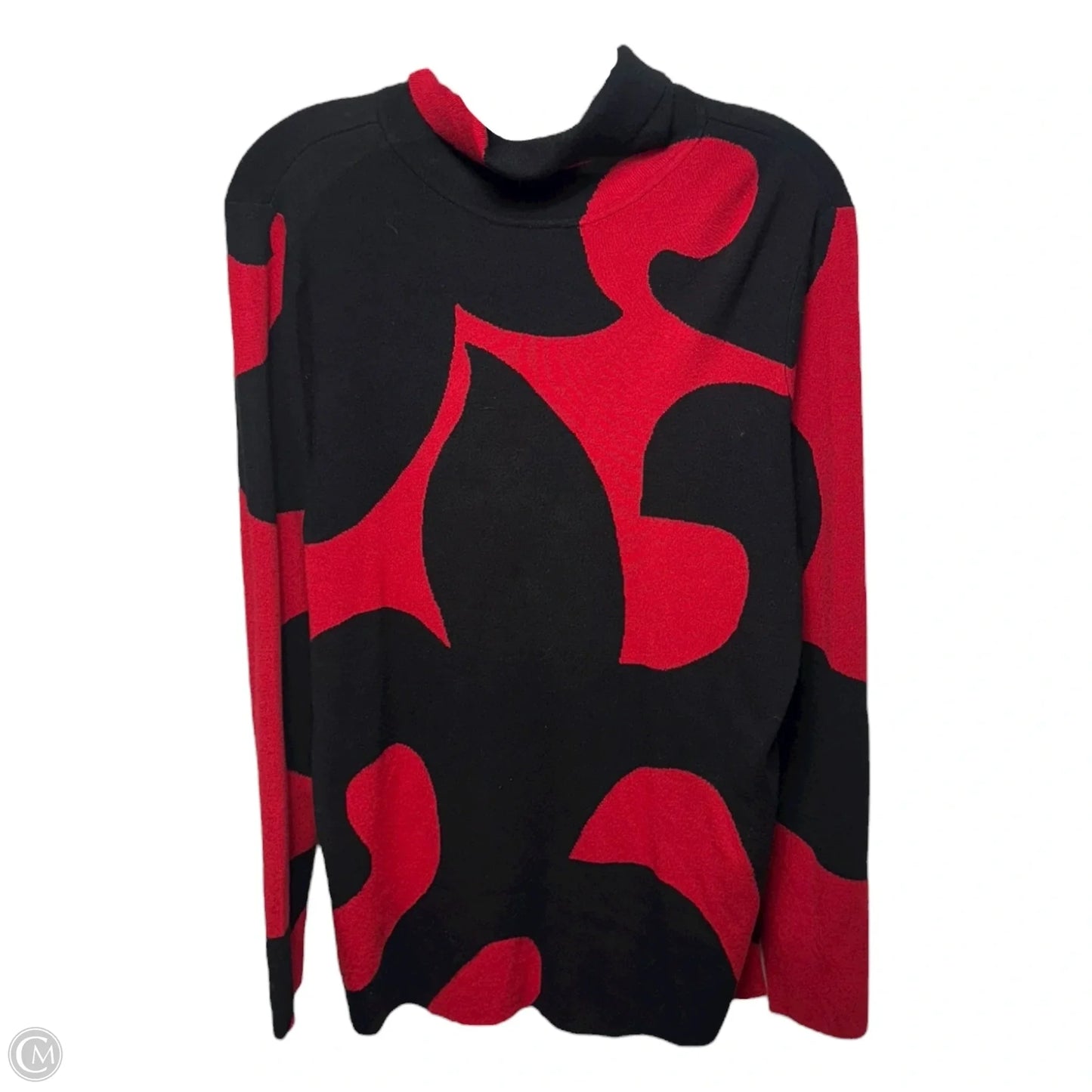 Turtleneck Sweater By Chicos In Black & Red, Size: L