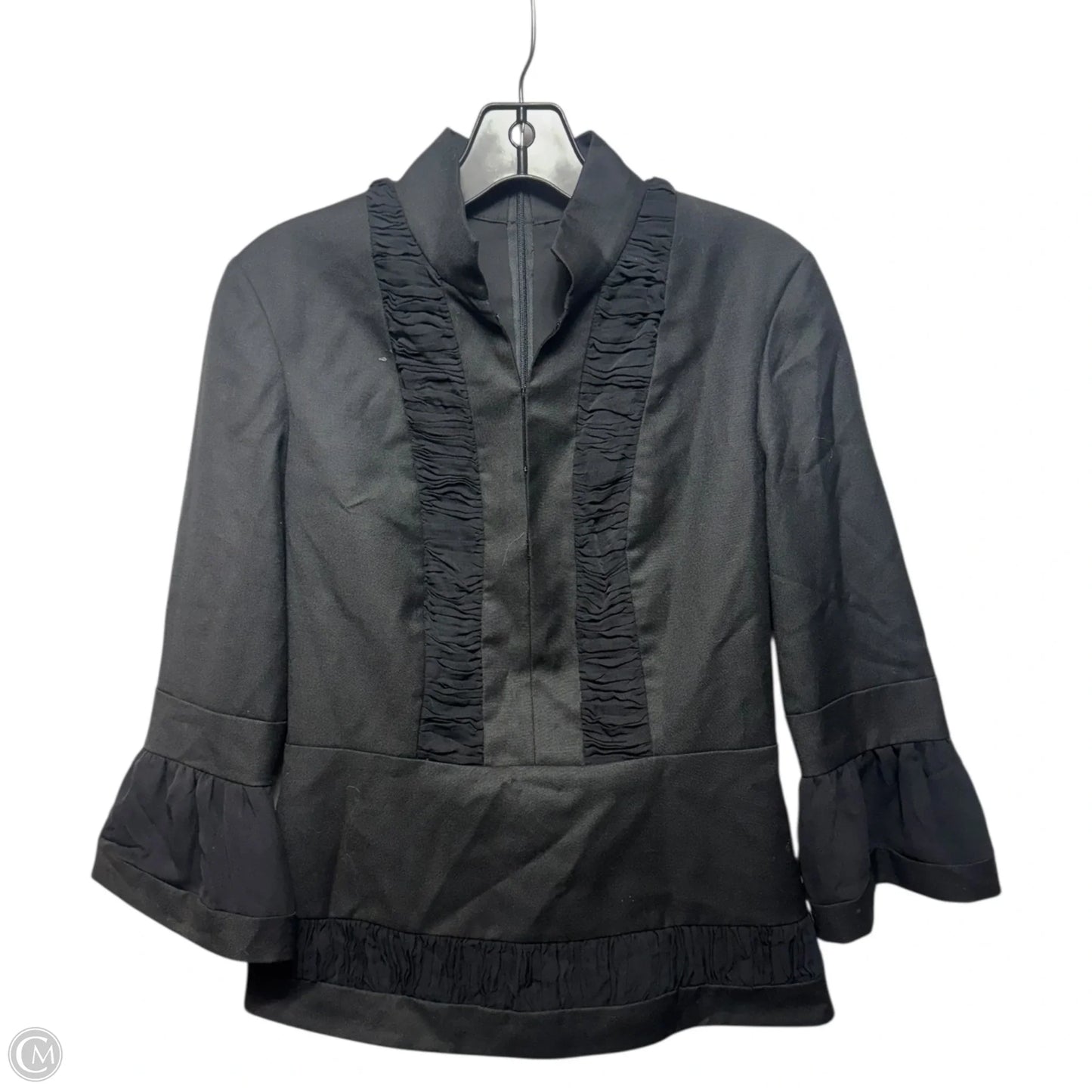 Wool Blend Zip Back Bell Sleeve Top Designer By Tory Burch In Black, Size: 4