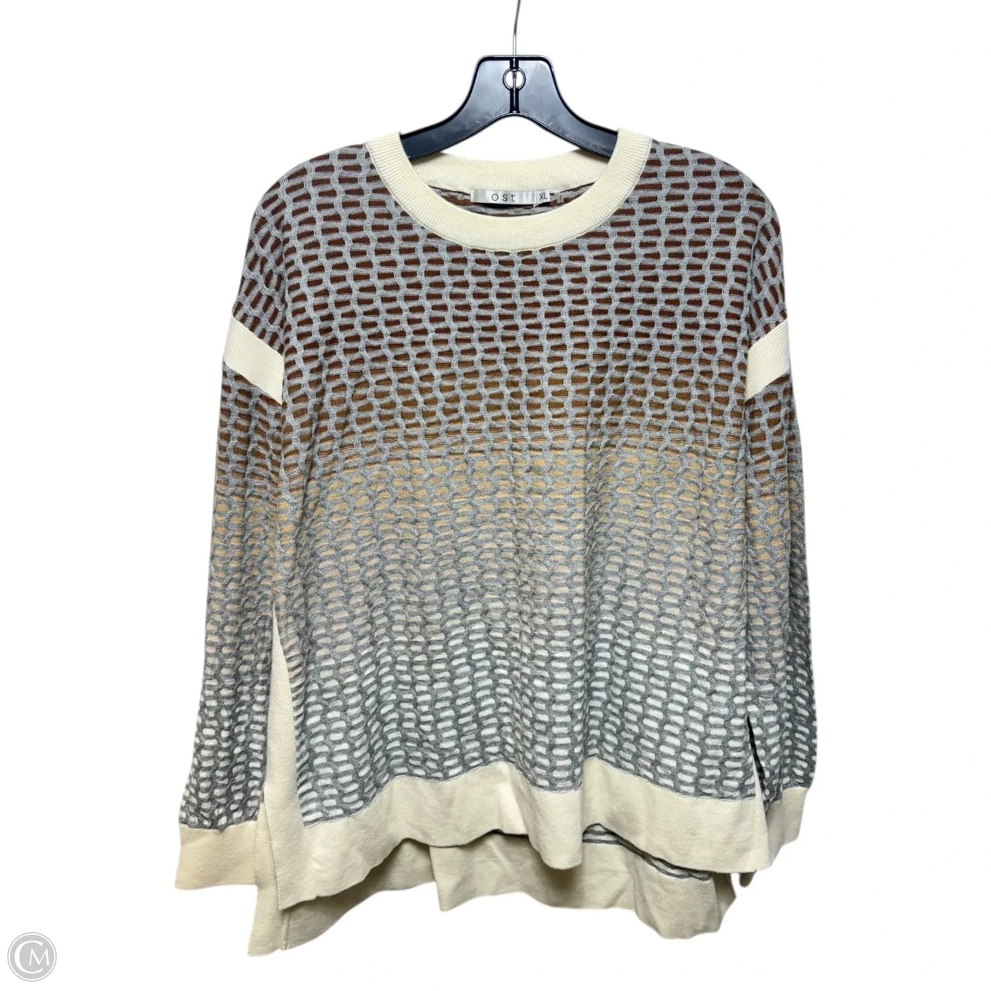 Sweater By OST In Grey & Tan, Size: Xl