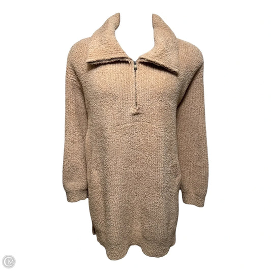 CozyChic Half Zip Tunic Long Sleeve By Barefoot Dreams In Tan, Size: 1X