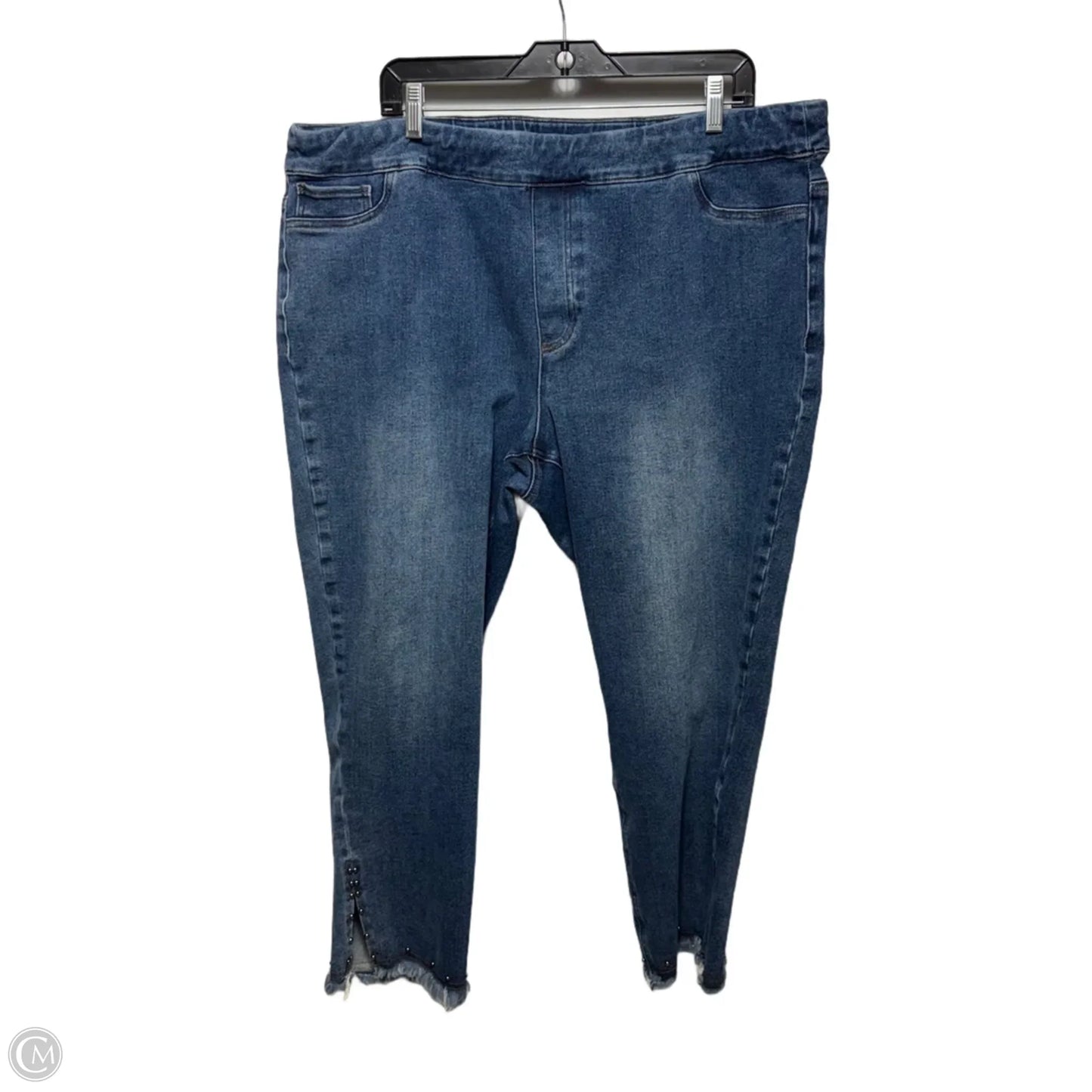 Elastic Waist Jeans Straight By John Mark In Blue Denim, Size: 1x/20W