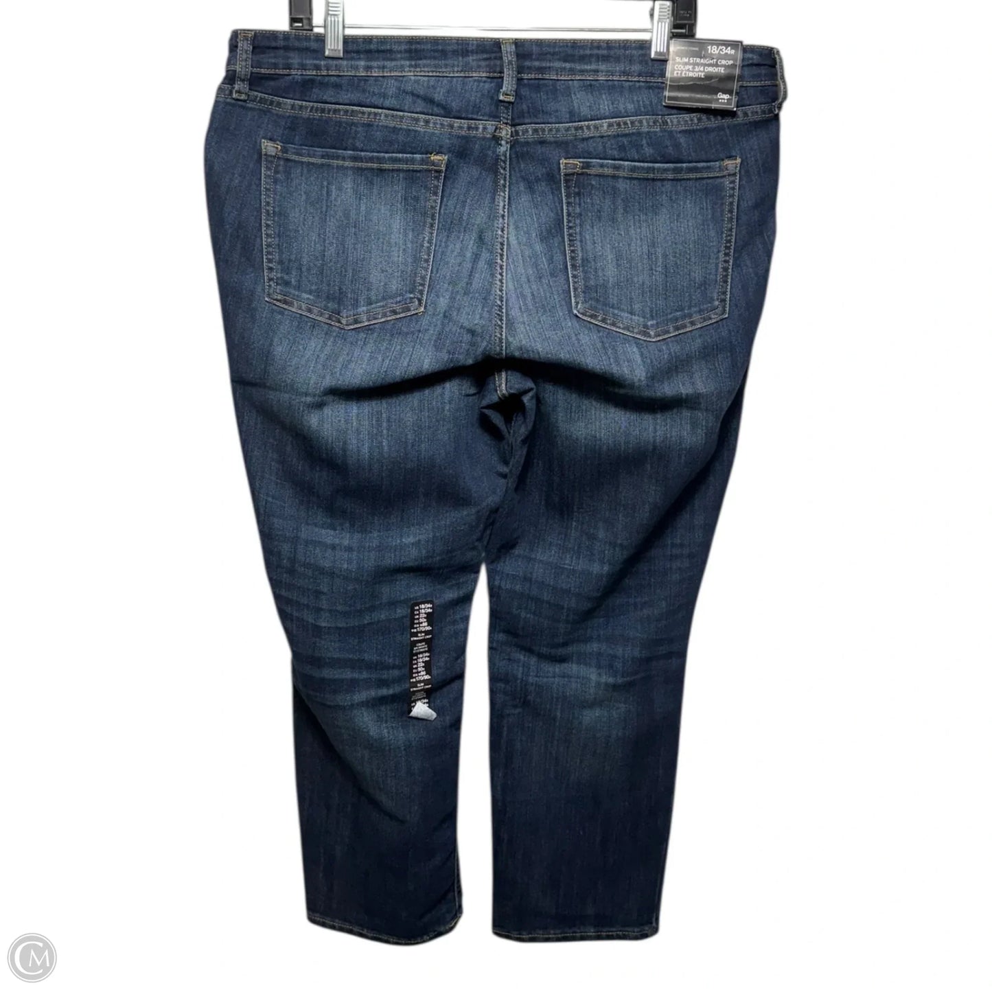 Slim Straight Crop Jeans By Gap In Blue Denim, Size: 18/34