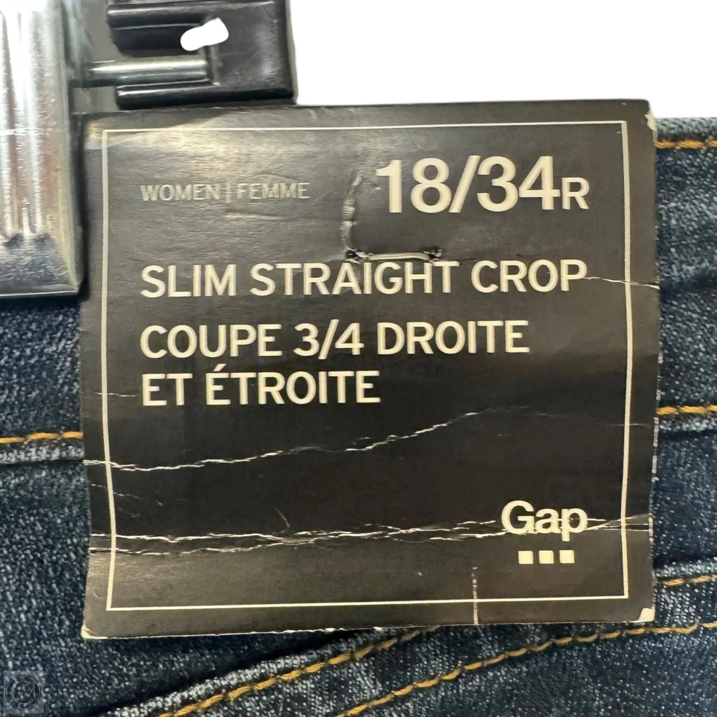 Slim Straight Crop Jeans By Gap In Blue Denim, Size: 18/34
