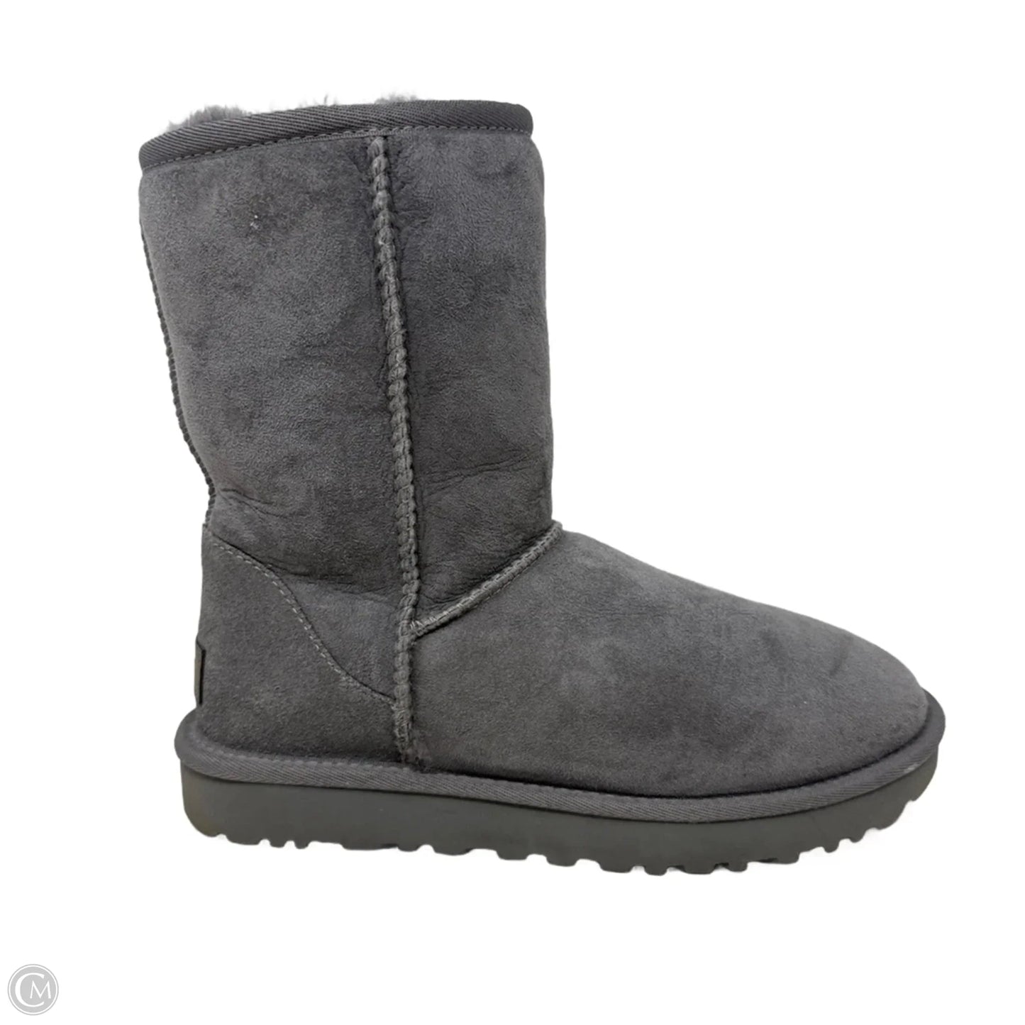 Classic Short Boots Designer By Ugg In Grey, Size: 7