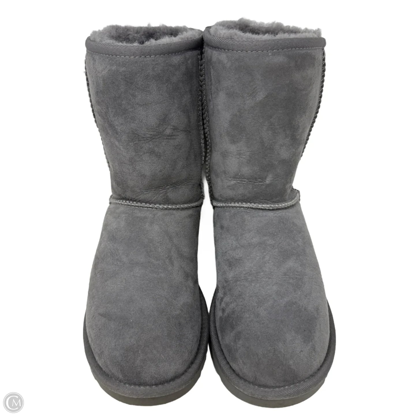 Classic Short Boots Designer By Ugg In Grey, Size: 7