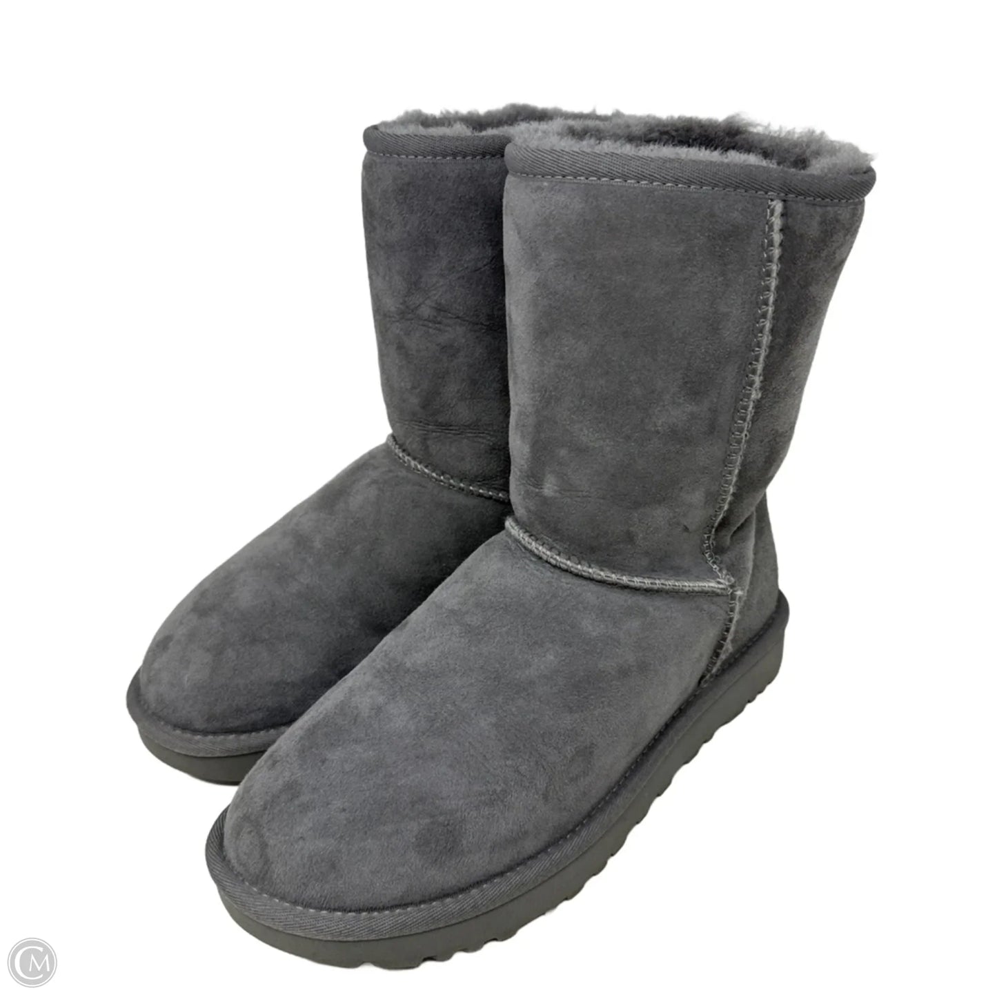 Classic Short Boots Designer By Ugg In Grey, Size: 7