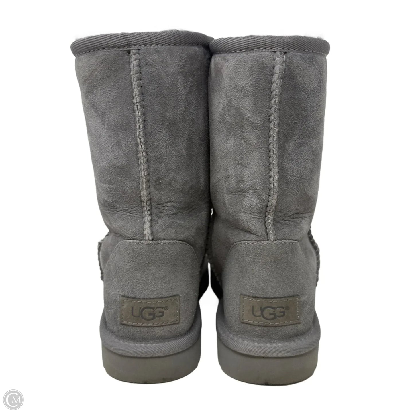 Classic Short Boots Designer By Ugg In Grey, Size: 7
