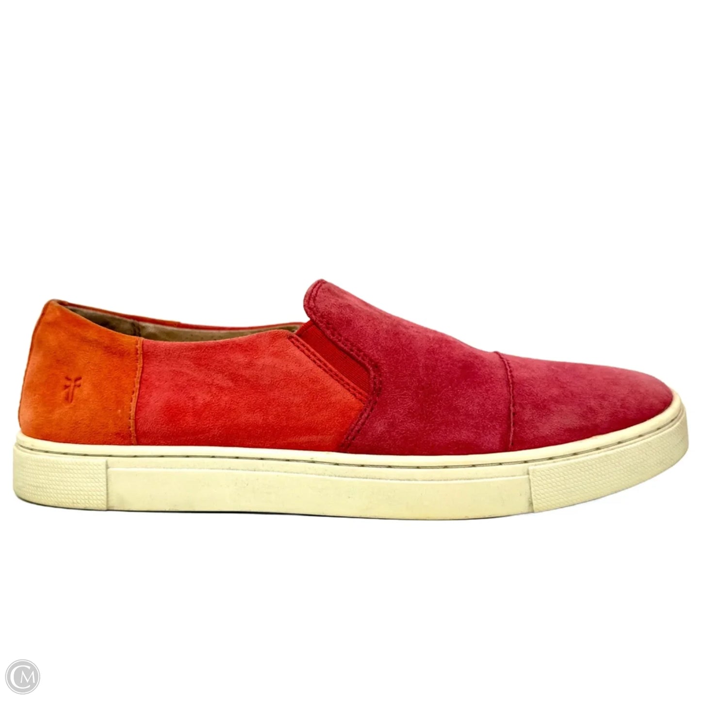 Gemma Cap Toe Suede Slip-On Sneakers Designer By Frye In Orange & Red, Size: 6.5