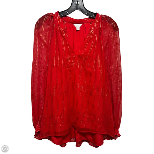 Metallic Top Long Sleeve By Crown And Ivy In Red & Yellow, Size: M