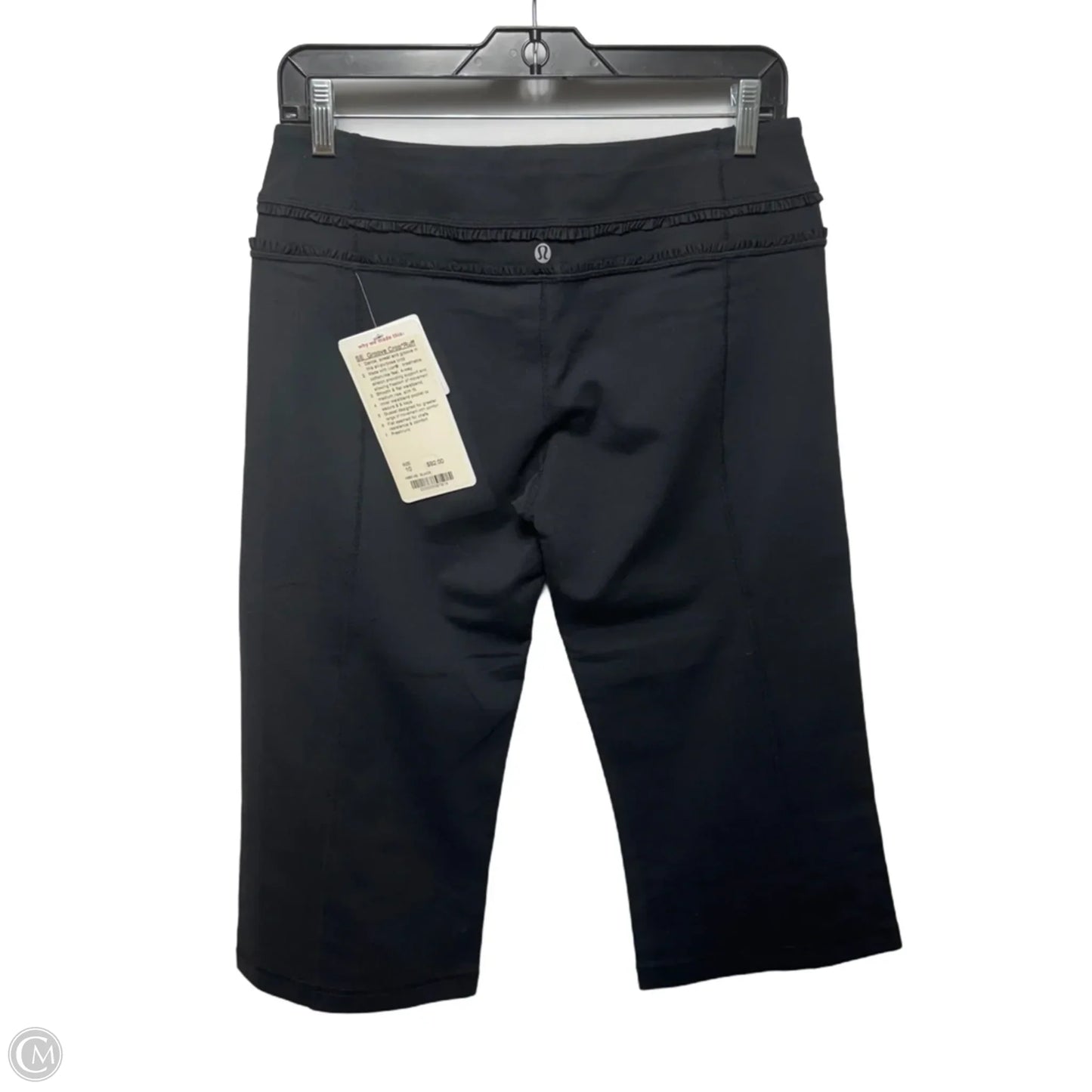 Groove Crop Ruffle Athletic Capris By Lululemon In Black, Size: 10
