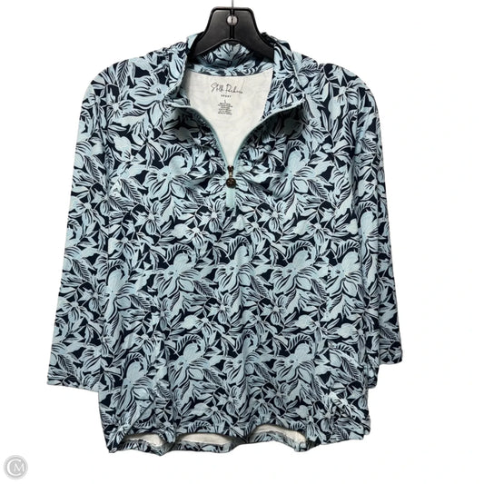 Athletic Top Long Sleeve Collar By Stella Parker In Floral Print, Size: L