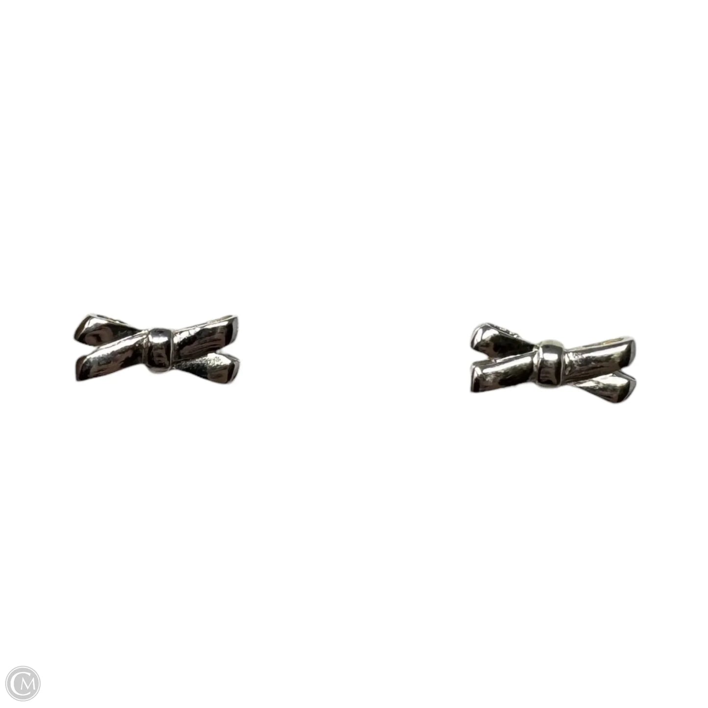 Silver Double Bow Stud Earrings Designer By Kate Spade