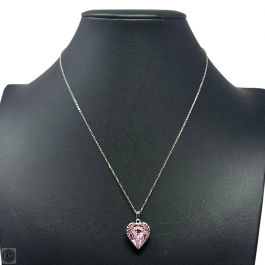 Pink Crystal Heart Necklace Sterling Silver