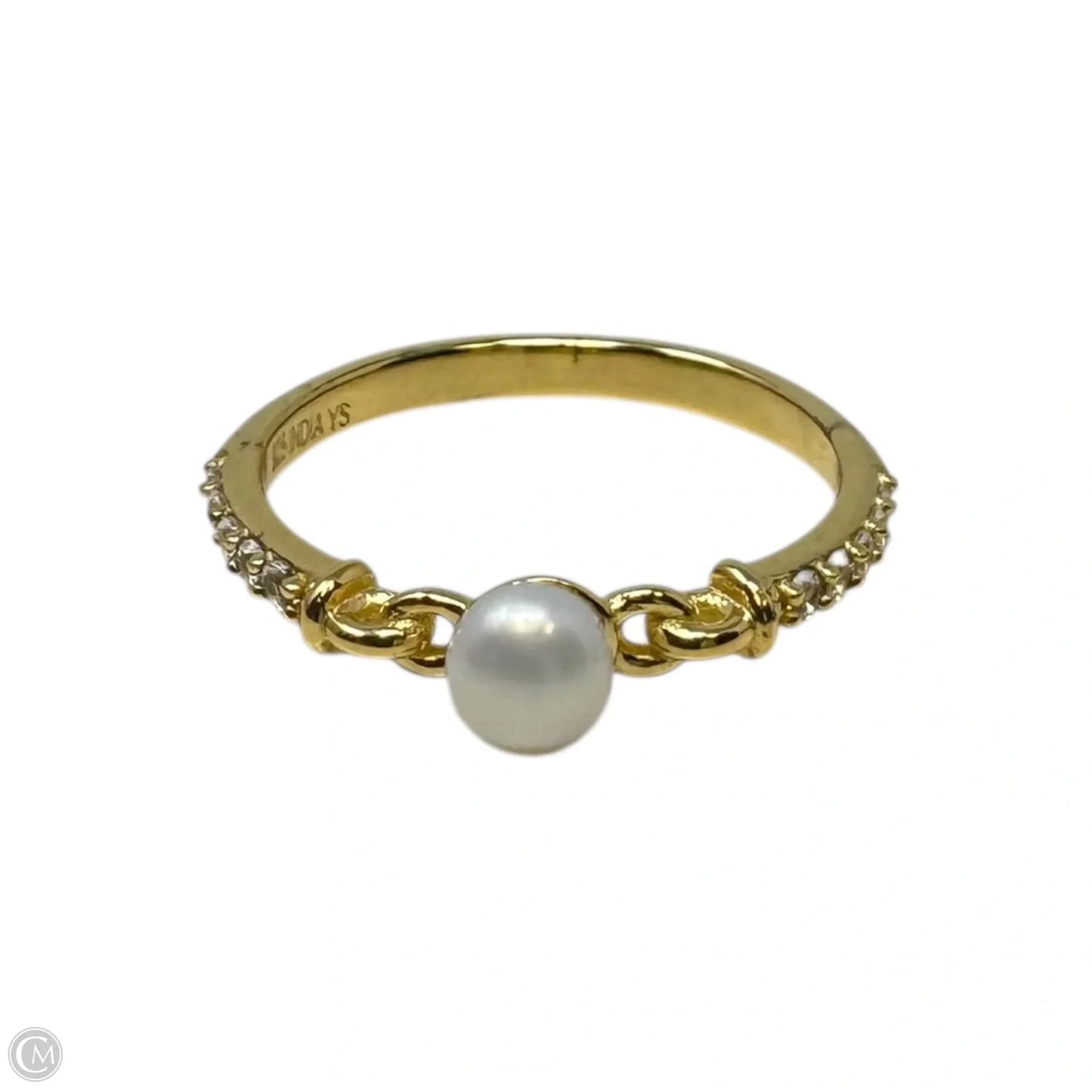 Pearl Chain Ring Sterling Silver, Size: 8