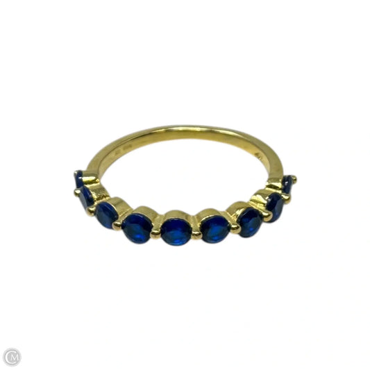 Round Blue Gems Ring Sterling Silver, Size: 8