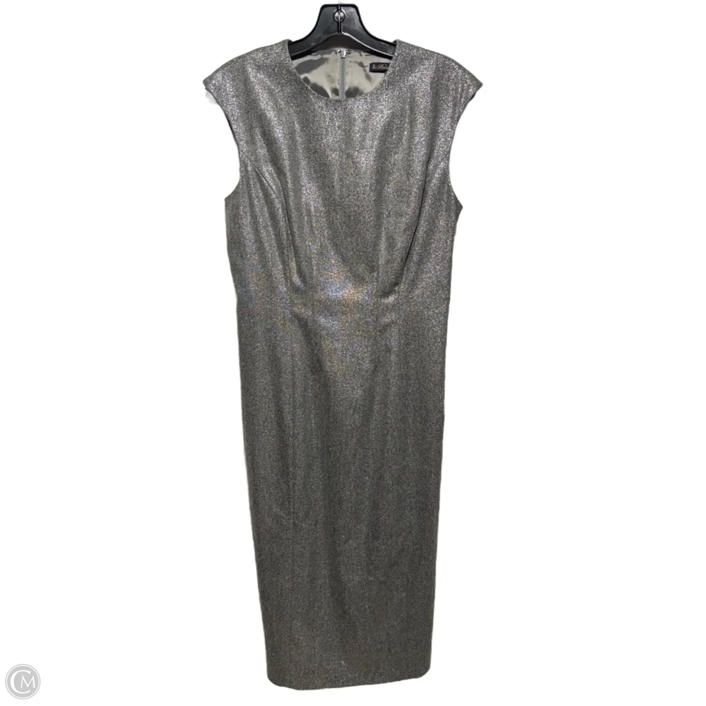 Metallic Wool Blend Dress Party Midi By Brooks Brothers In Silver, Size: 6