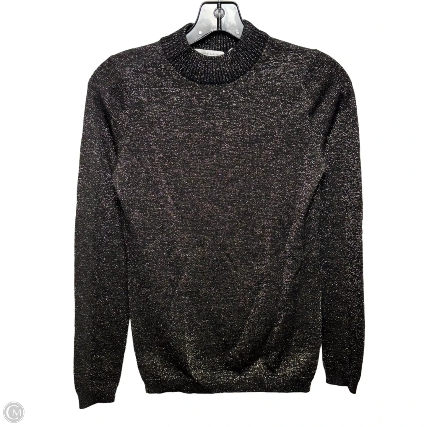 Metallic Knit Mock Neck Top Long Sleeve Designer By Diane Von Furstenberg In Black & Gold, Size: S