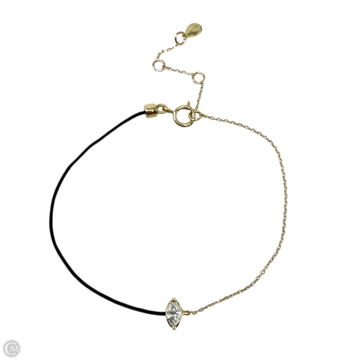 14k Fancy Marquis Diamond 0.15Ct Chain/Silk Cord Bracelet By 770 Fine Jewelry