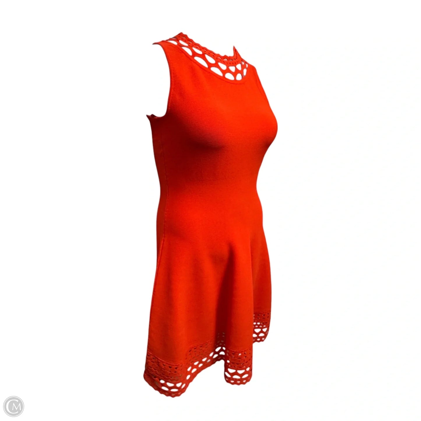 Chain Link Laser Cut Fit & Flare Dress Designer By Milly In Coral, Size: M