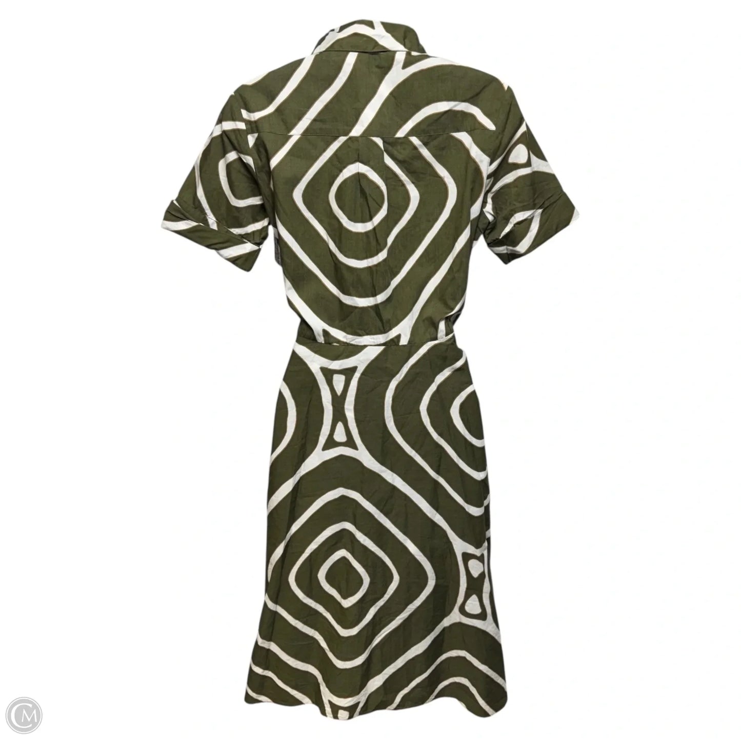 Huahine Safari Shirt Dress Designer By Diane Von Furstenberg In Green & White, Size: 2