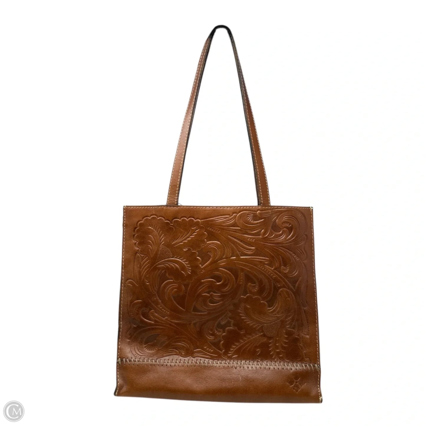 Toscano Tooled Leather Tote Designer By Patricia Nash, Size: Medium