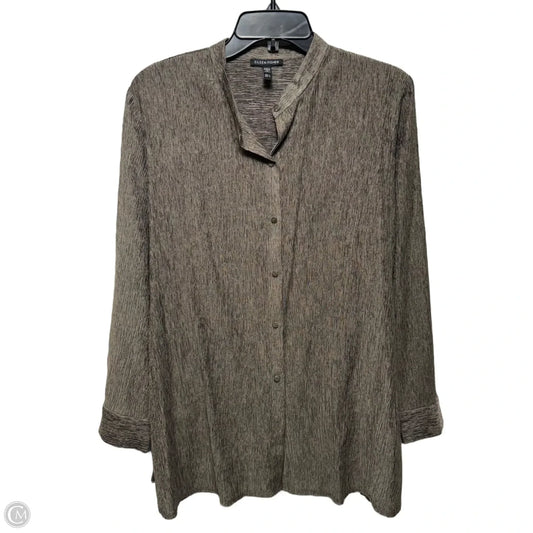 Top Long Sleeve By Eileen Fisher In Brown & Grey, Size: L