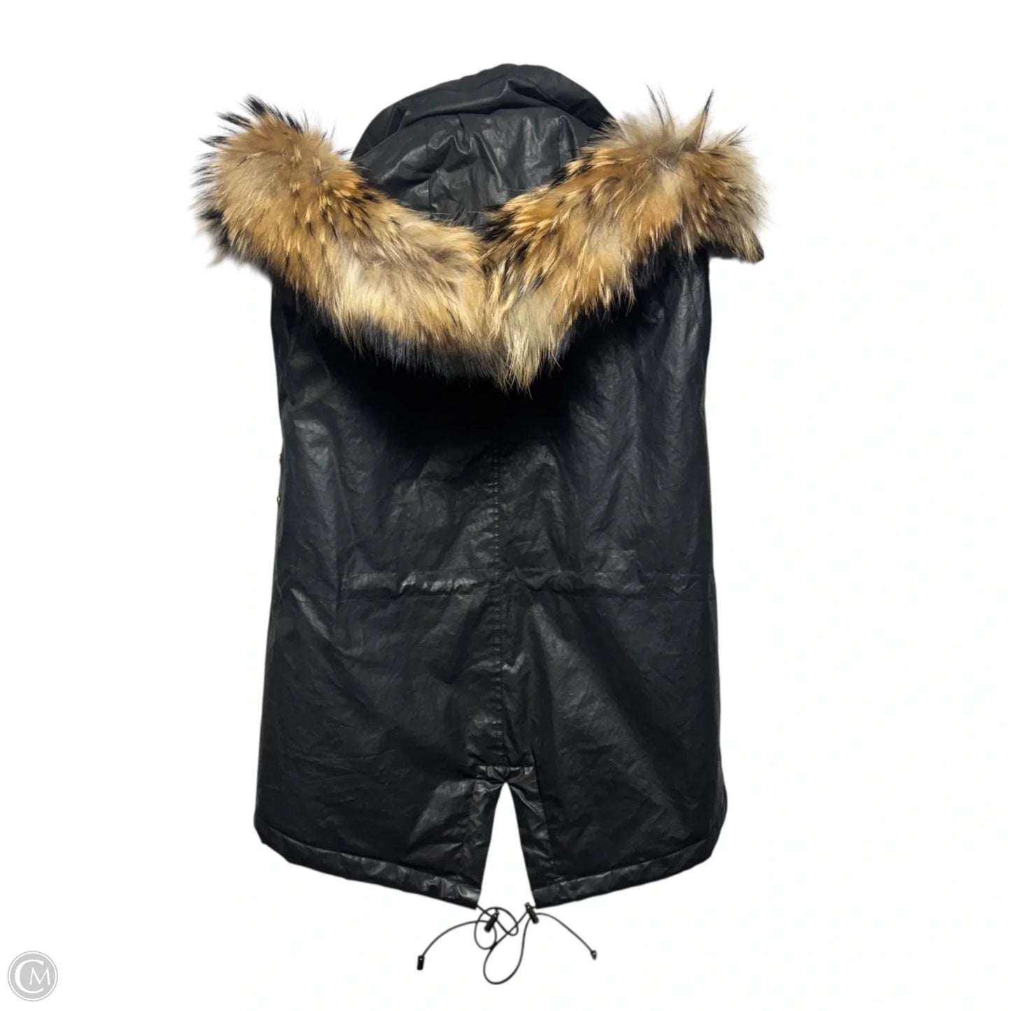 Hayden Asiatic Raccoon Fur Hooded Vest By Sam New York In Black, Size: M