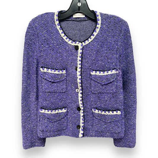 Sweater Cardigan By Fine Feathers In Purple, Size: 6