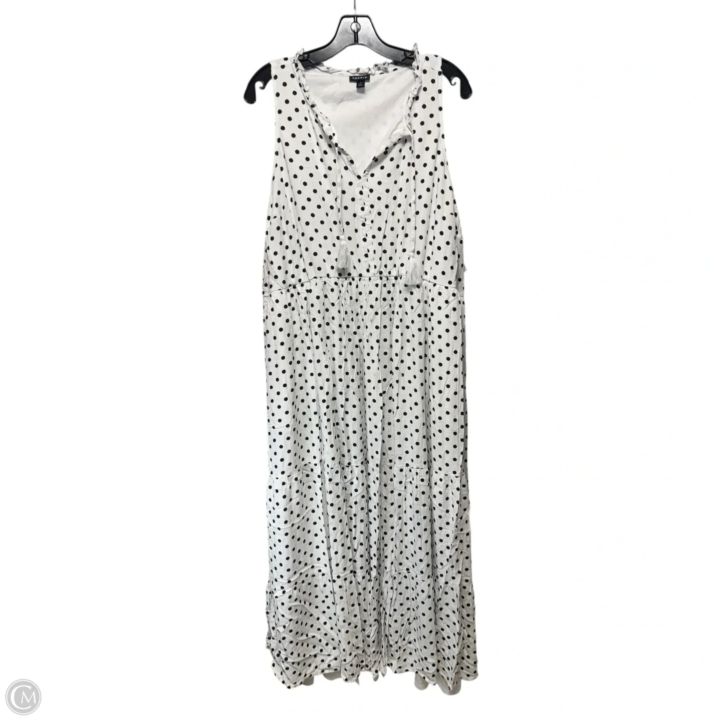 Textured Woven Tiered Maxi Dress By Torrid In Polkadot Pattern, Size: 3x