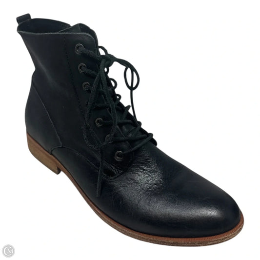 Leather Boots Ankle Flats By Kork Ease In Black, Size: 10