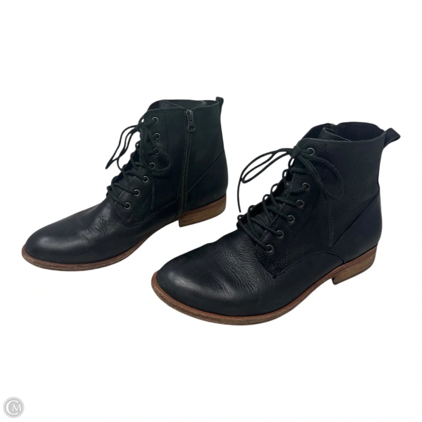 Leather Boots Ankle Flats By Kork Ease In Black, Size: 10