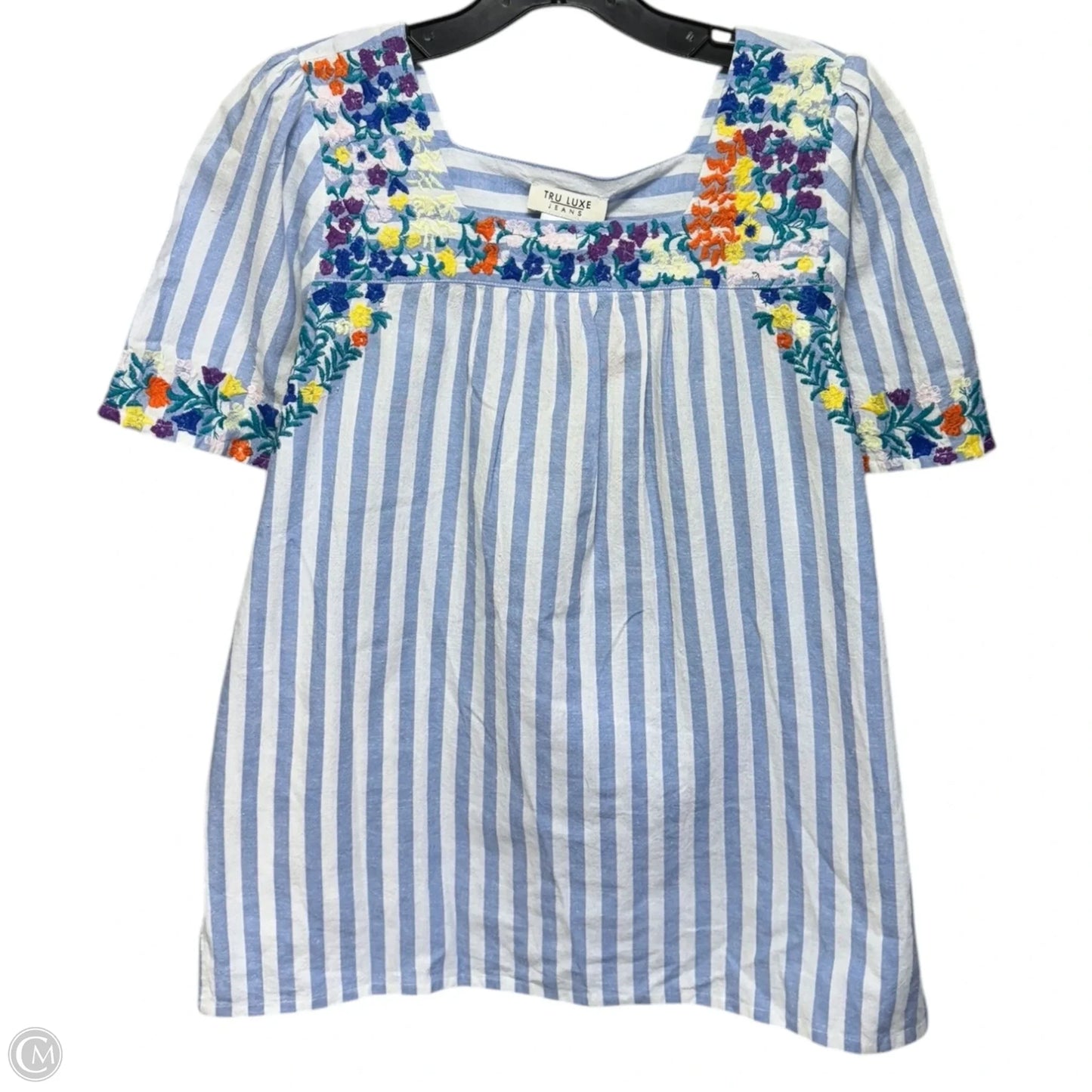 Top Short Sleeve By Tru Luxe In Striped Pattern, Size: S