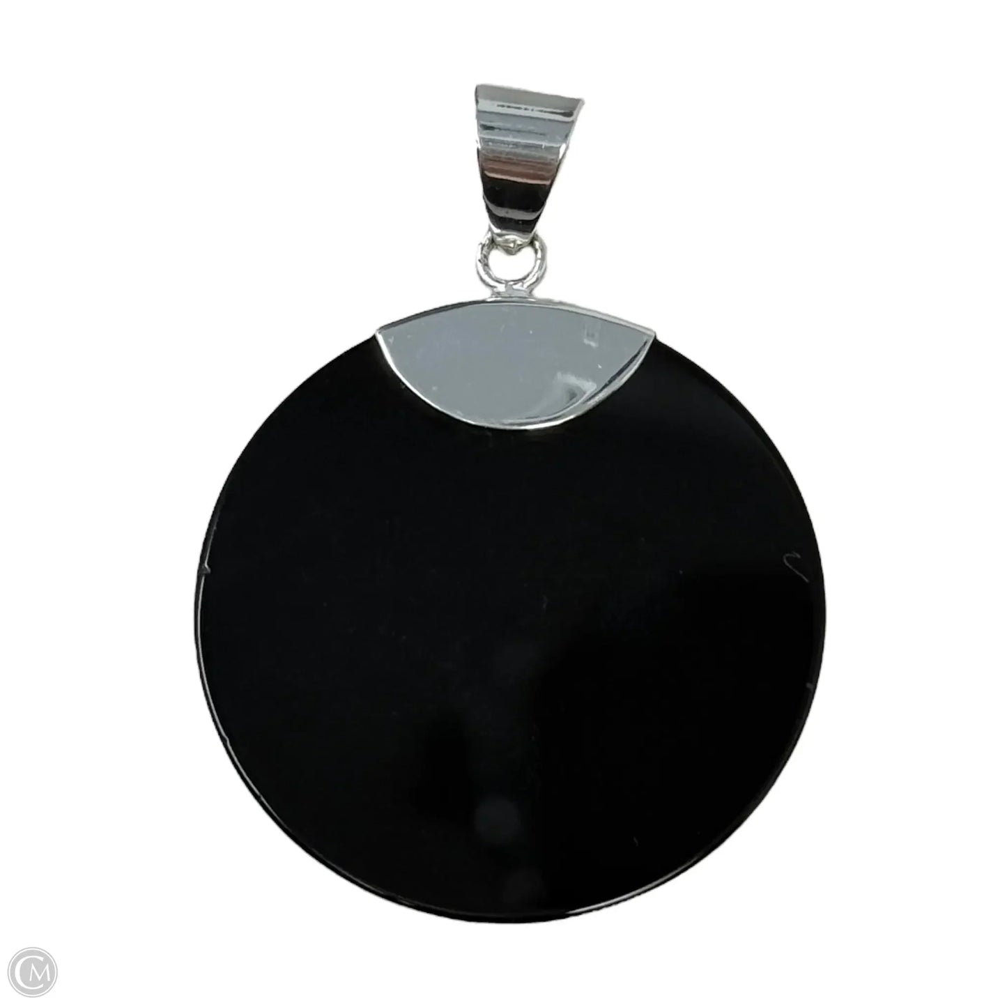 Sterling Silver Round Black Onyx Pendant By Unbranded