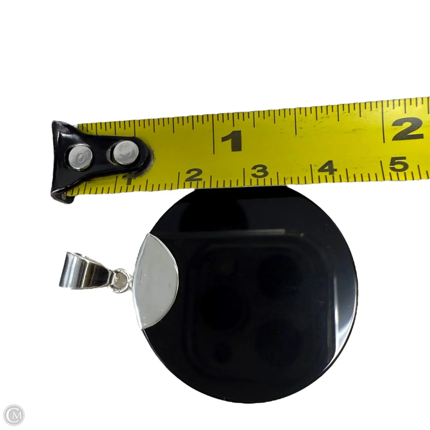 Sterling Silver Round Black Onyx Pendant By Unbranded