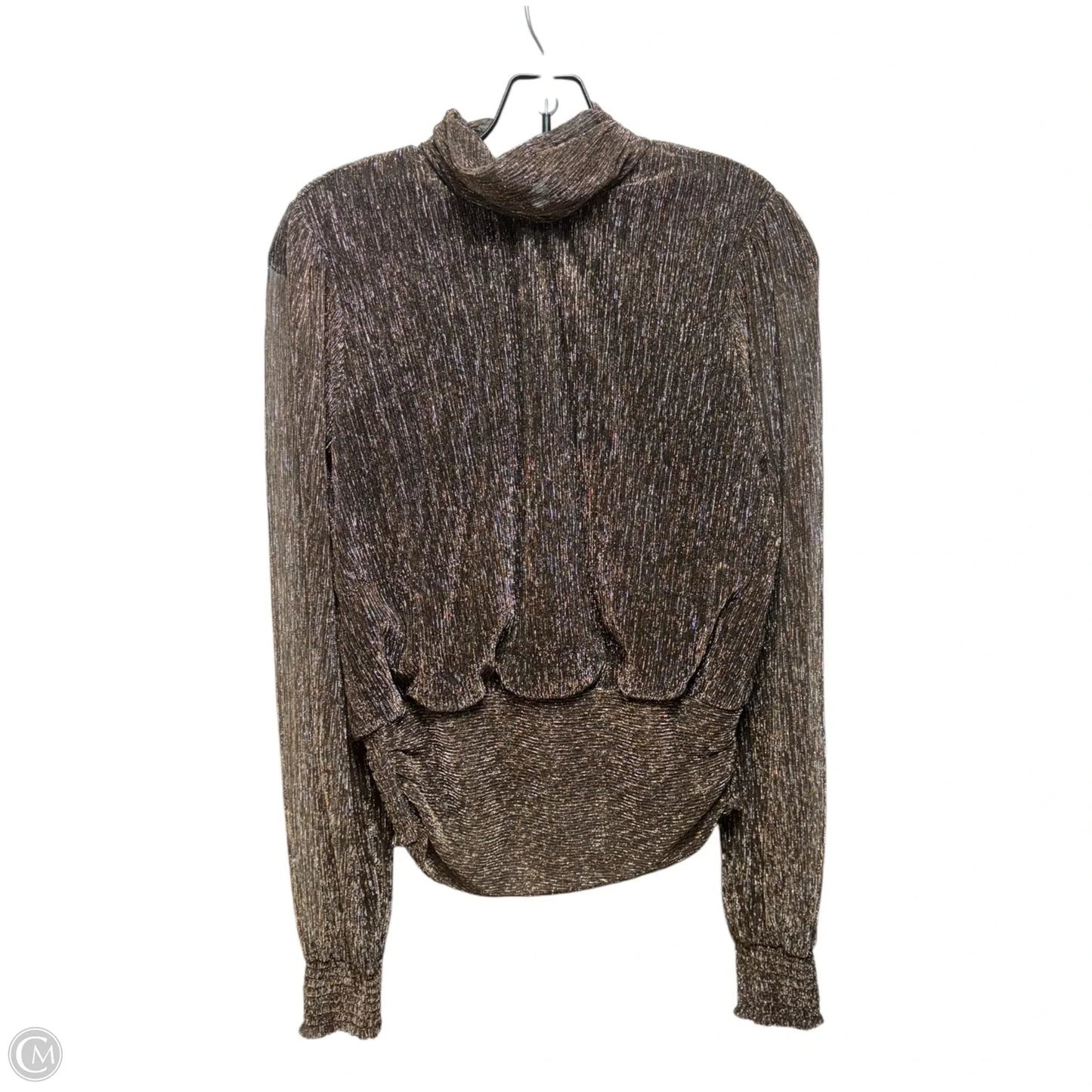 Metallic Top Long Sleeve By Joie In Bronze, Size: M