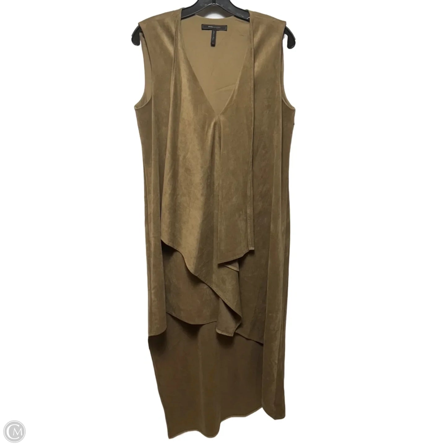 Tara Sleeveless Asymmetrical Faux Suede Dress By Bcbgmaxazria In Brown, Size: M