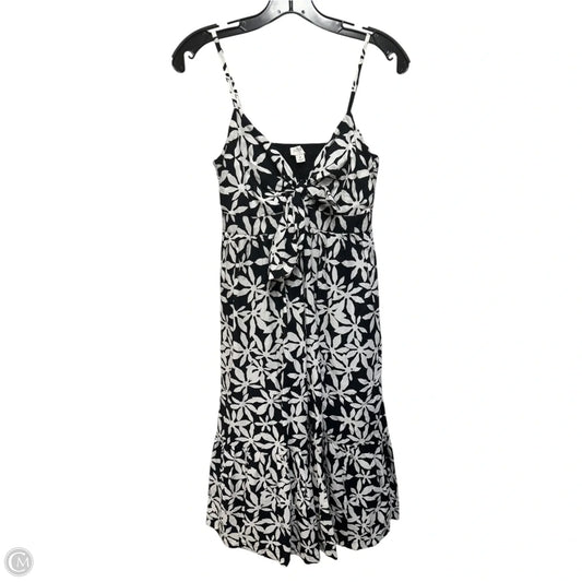 Tie Front Smocked Back Floral Midi Dress By J. Crew In Black & White, Size: 2