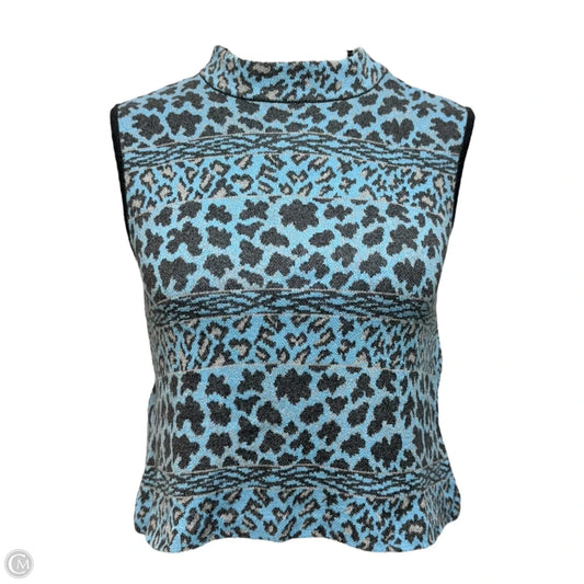 Leopard Knit Mock Neck Top Sleeveless Designer By St. John In Multi-colored, Size: L