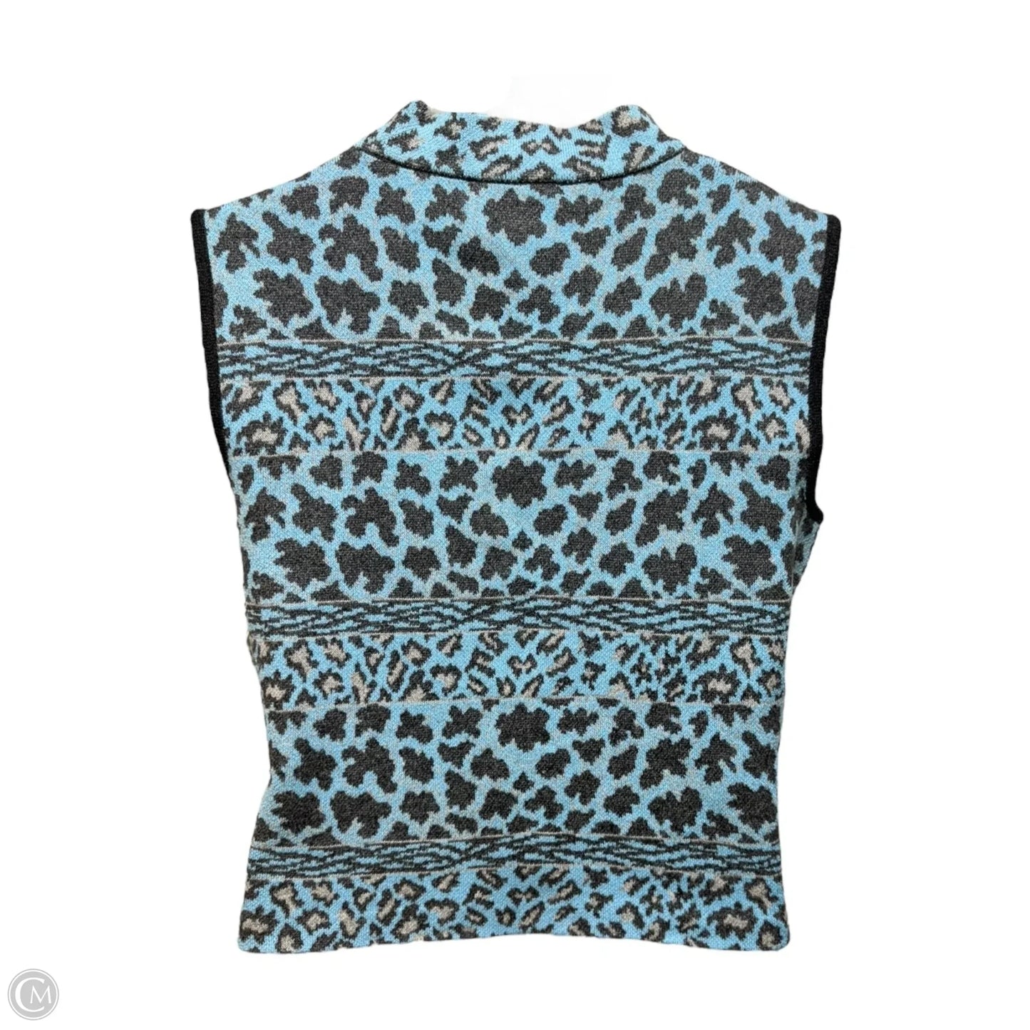 Leopard Knit Mock Neck Top Sleeveless Designer By St. John In Multi-colored, Size: L