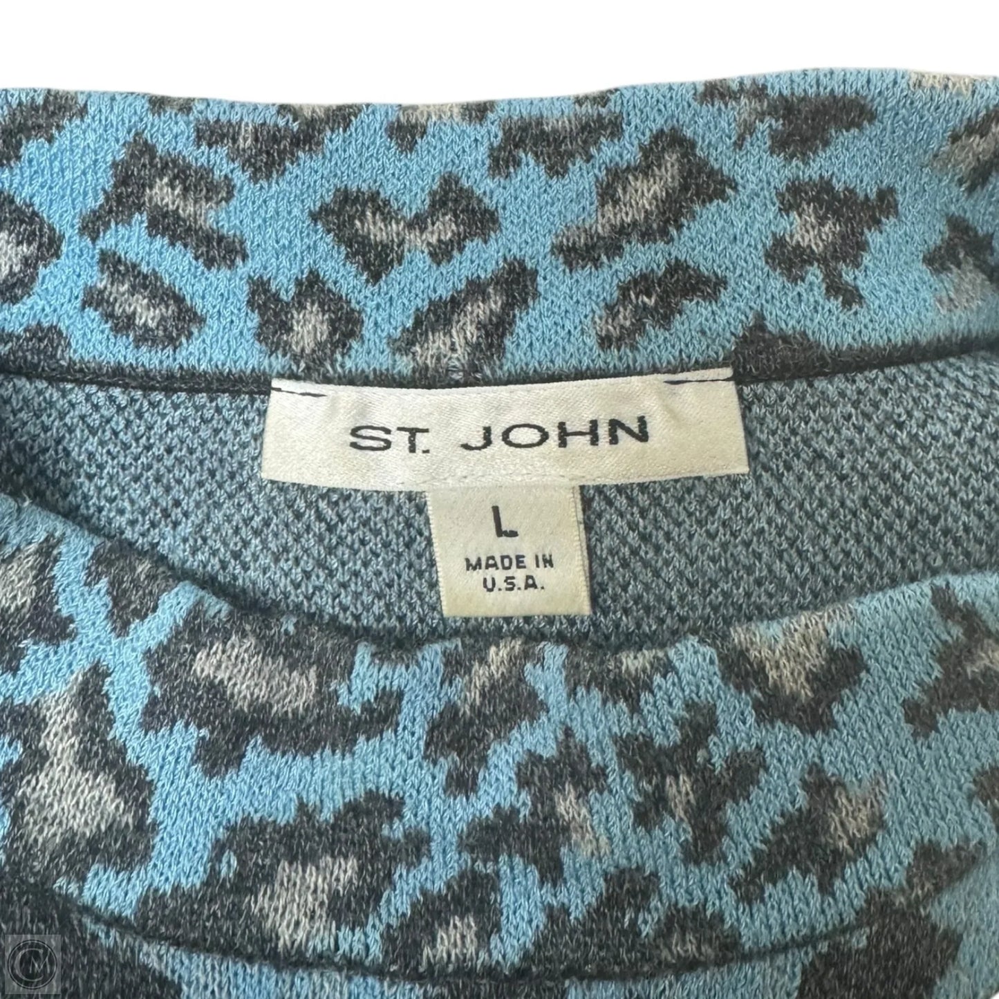 Leopard Knit Mock Neck Top Sleeveless Designer By St. John In Multi-colored, Size: L