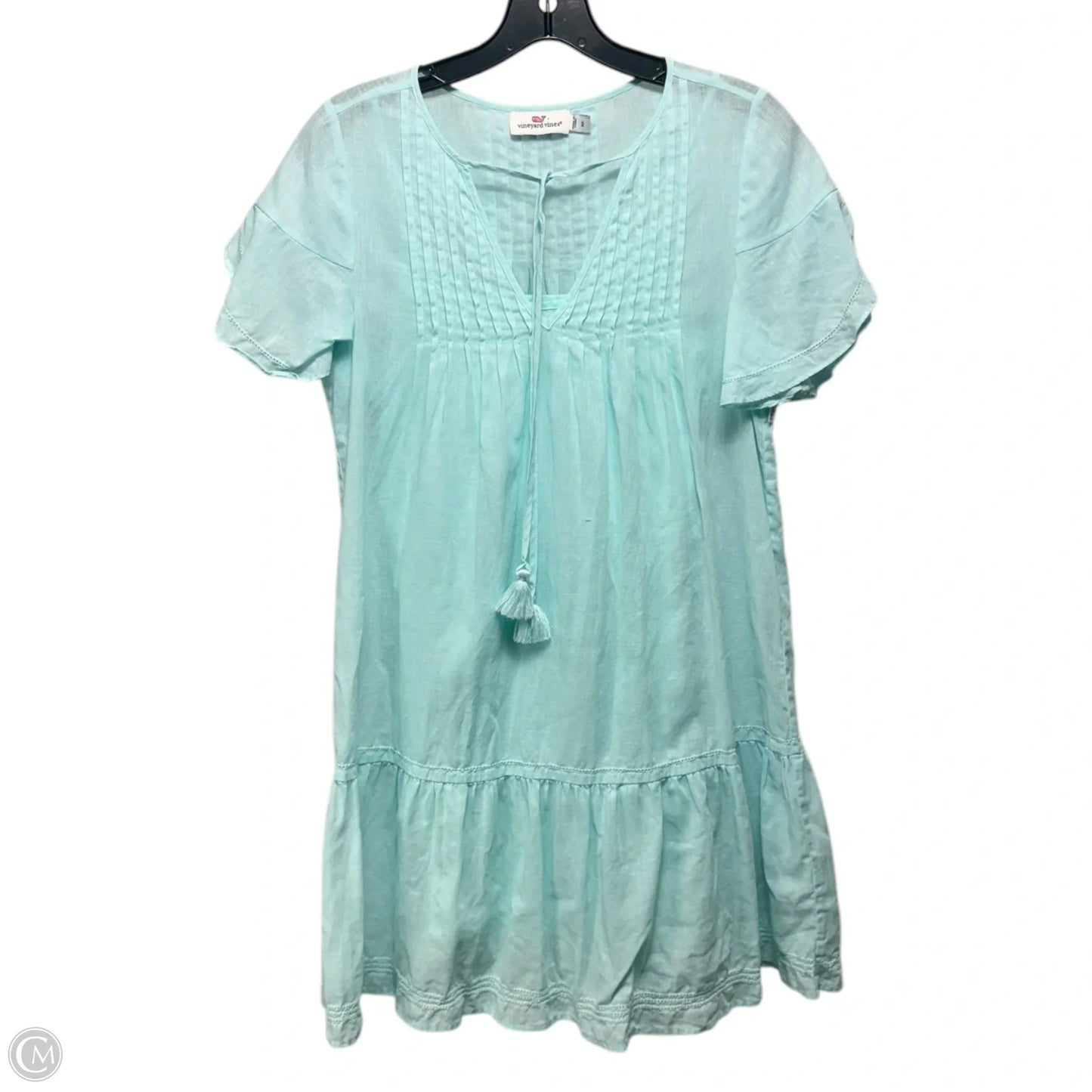 Linen Blend Dress Casual Short By Vineyard Vines In Aqua, Size: 2